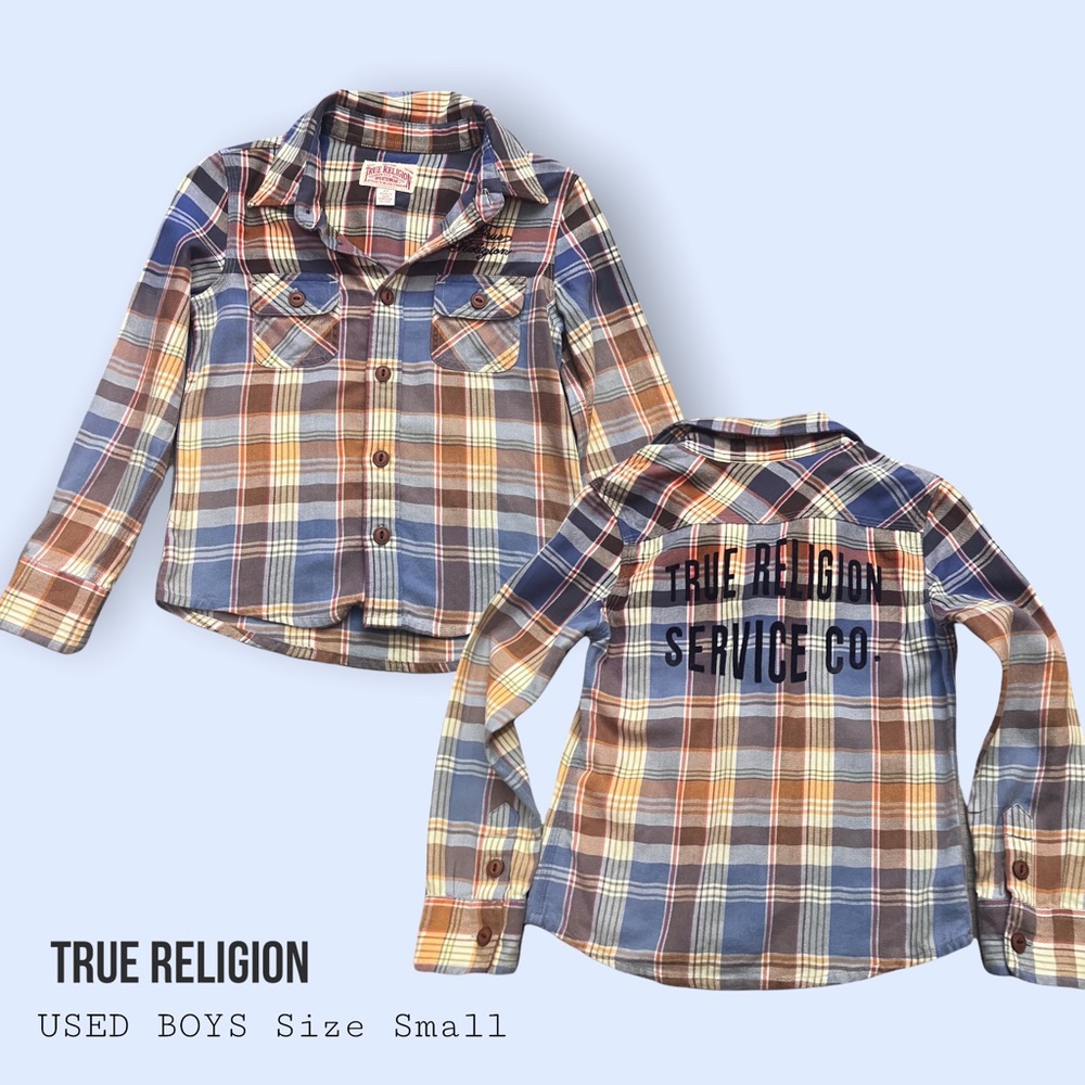 True Religion  Flannel Plaid Boys Small Top